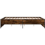 vidaXL Posteljni okvir dimljeni hrast 140x190 cm inž. les in kovina, (21128401) | Shoptok.si