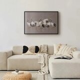  Plakat - Crane Dance - light bird silhouettes on a warm-gray textured background 60x40 Crni okvir | shoptok.hr