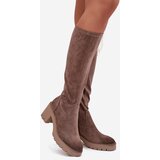VINCEZA Knee-high eco suede boots on a heel | shoptok.hr