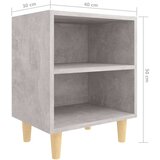  Nočna omarica z lesenimi nogami betonsko siva 40x30x50 cm, (20732381) | Shoptok.si