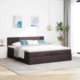 vidaXL Otomanski posteljni okvir z vzmetnico temno rjava 200x200 cm, (21670776) | Shoptok.si