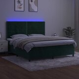  box spring s madracem LED tamnozeleni 180x200 cm baršun | shoptok.hr