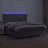  Box spring postelja z vzmetnico LED siva 180x200cm umetno usnje, (20900368) | Shoptok.si