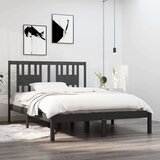  Posteljni okvir siv iz trdnega lesa 135x190 cm 4FT6, (20647392) Cene