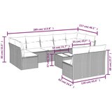 vidaXL 10-dijelni set vrtnih sofa s jastucima crni od poliratana | shoptok.hr