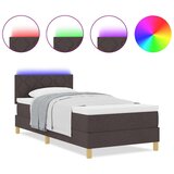 vidaXL Postelja s šprungom z vzmetnico in LED, temno rjava, 90x190 cm, tkanina, (22083892) | Shoptok.si