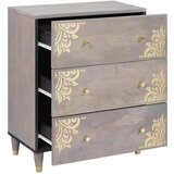 vidaXL Strani šal Siva in zlata 60 x 33.5 x 75 cm Trden mangov les | Shoptok.si