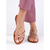 Shelvt White slip-on sandals with interlaced straps | Shoptok.si