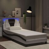  Okvir kreveta s LED svjetlom bijelo-crni 90x200 cm umjetna koža | shoptok.hr