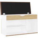 vidaXL klupa za cipele s jastukom bijela/hrast 80 x 30 x 47 cm iverica | shoptok.hr