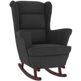 Furnova Gugalni stol z nogami iz trdnega kavčukovca črn žamet, (21925592) | Shoptok.si