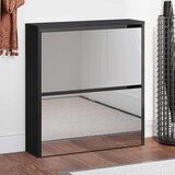 Ormarić za cipele s ogledalom i 2 razine crni 63 x 17 x 67 cm | shoptok.hr