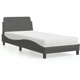  Krevet s madracem sivi 80 x 200 cm od umjetne kože