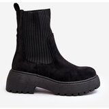 Boto Women's Suede Boots with Sock on Platform and Flat Heel Black Rewam | ePonuda.com
