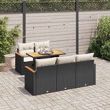 vidaXL 6-dijelni set vrtnih sofa s jastucima crni od poliratana bagrem | shoptok.hr