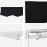 vidaXL Ročna Zložljiva Tenda z LED Črna 500x350 cm, Tenda Za Zameno Platna za 5x3,5 m Okvir Črna | Shoptok.si