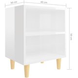  Noćni ormarići s drvenim nogama 2 kom sjajni bijeli 40x30x50 cm | shoptok.hr