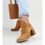Gemre Brown ankle boots with a notch on a block heel Brankka | Shoptok.si