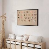  Slika - Alphabet at the Zoo - Joyful Animals and Their Names on a Beige Background 120x80 U crnom drvenom okviru | shoptok.hr