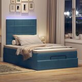 vidaXL Otomanski posteljni okvir z vzmetnicami moder 120x200cm žamet | Shoptok.si