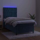 vidaXL Krevet box spring s madracem LED tamnoplavi 80 x 200 cm baršun | shoptok.hr