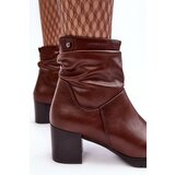 Sergio Leone Women's Ruched Booties On Heel Brown Liriam | ePonuda.com