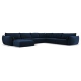 Mazzini Sofas Temno modra žametna kotna sedežna garnitura v obliki črke "U" (desni kot)) Vanda – | Shoptok.si
