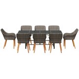  Vrtni set za objed s jastukom 9 pcs Siva poliratan | shoptok.hr