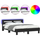 Maison Chic Posteljni okvir - Dvoposteljna postelja - Zakonska postelja z vzglavjem in LED črn 140x190 cm-J16124, (21761346) | Shoptok.si