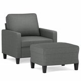  Fotelja s tabureom tamnosiva 60 cm od tkanine | shoptok.hr
