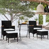  5-dijelni vrtni bistro set od poliratana i kaljenog stakla crni | Eponuda.com