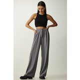 Happiness İstanbul Women's Gray Pleated Palazzo Trousers Cene