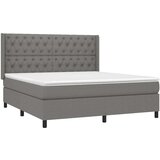  Box spring postelja z vzmetnico temno siva 160x200 cm blago, (20790390) | Shoptok.si