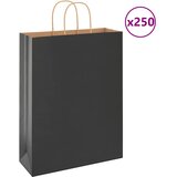 vidaXL Papirnate vrečke 250 kosov z ročaji črne barve 32x12x42 cm Cene