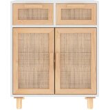  Komoda bijela 60 x 30 x 75 cm masivna borovina i prirodni ratan | Eponuda.ba