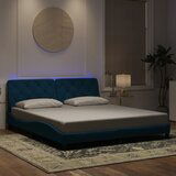 Maison Chic Posteljni okvir - Dvoposteljna postelja - Zakonska postelja z LED lučkami moder 180x200 cm žamet, (21694544) | Shoptok.si