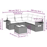  6-dijelni set vrtnih sofa s jastucima crni od poliratana | shoptok.hr