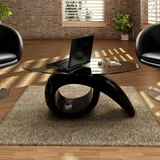  Stolić za Kavu s Ovalnom Staklenom Pločom Visokog Sjaja Crni