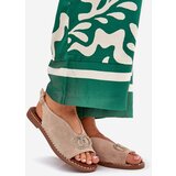 Boto Ladies Sandals With Decoration On Flat Heel Eco Suede Beige Ralisses | shoptok.hr