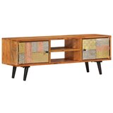 Maison Chic TV omarica - TV stojalo - Televizijska omarica z vrati 112x30x40 cm trden akacijev les in kovina, (21699981) | Shoptok.si