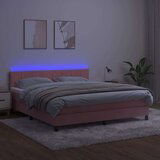  Box spring postelja z vzmetnico LED roza 160x200 cm žamet | Shoptok.si