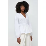 Pinko Bombažna majica ženska, bela barva, 103733 A1XQ
