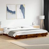  The Living Store Posteljni okvir z LED lučkami dim. hrast 200x200 cm inž. les - Posteljni Okvir, (21500952) Cene