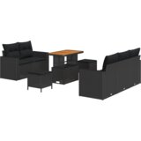 8 Djelni Vrtni Sofa Set s Jastucima Crni Poli Ratan Akacija | shoptok.hr