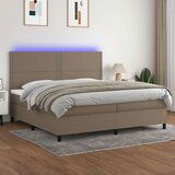 vidaXL Krevet box spring s madracem LED smeđesivi 200x200 cm tkanina | shoptok.hr
