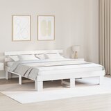 vidaXL posteljni okvir z naslonjalom Bela 180x200 cm trden bor Cene