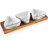 Mondex Deska s 3 skodelicami les/porcelan Allesken Modern 28x9,5cm bela 1 kpl, (5000179470) Cene