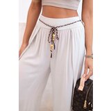 Kesi Włoski Women's viscose trousers with leg slit dark beige | shoptok.hr