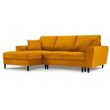 Cosmopolitan Design Gorčično rumena raztegljiva kotna sedežna garnitura s prostorom za shranjevanje iz rebrastega žameta (levi kot/z ležalnikom) Kyoto – | Shoptok.si