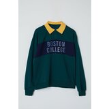 Trendyol Emerald Green Oversize/Wide Fit Shirt Collar Color Blocked Puffy Printed Cotton Sweatshirt | ePonuda.com